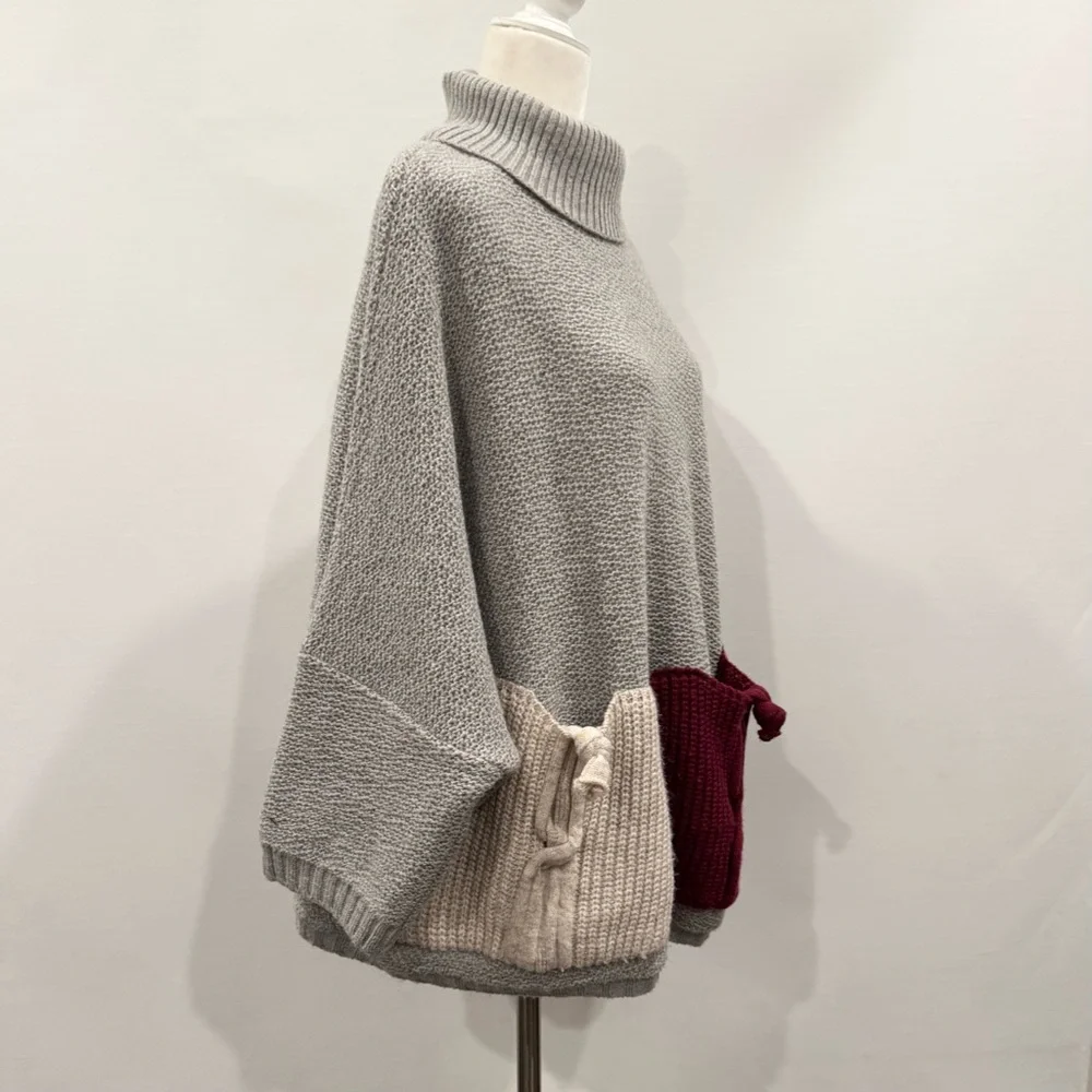 Vintage Italian Knit Oversized Pockets One of a Kind Chunky Knit Novelty Sweater - Picture 6 of 9
